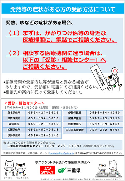 発熱や咳がある場合の受診方法について